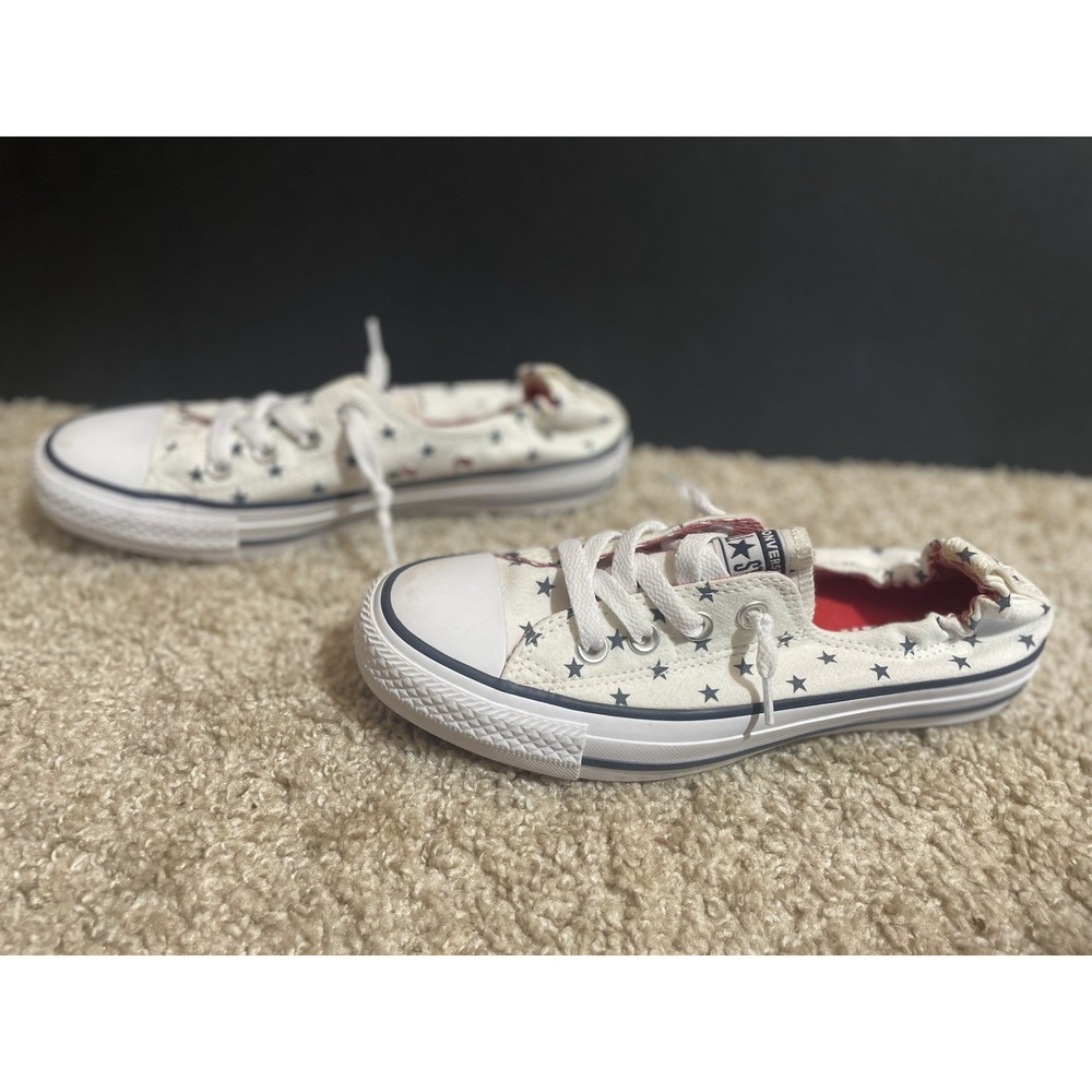 Converse Chuck Taylor All Star Low Optic White Blue Stars Women Size 7